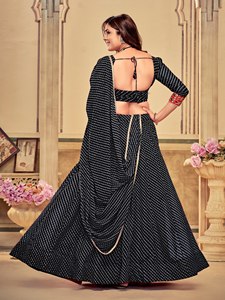 NUEVA COLECCIÓN MODERNA NAVRATRI DE LEHENGA, TELAS COMPLETAMENTE CONFECCIONADAS, GEORGETTE ESTAMPADO, TRABAJO ARTESANAL, PARA BODA, 42 PULGADAS DE LARGO, 44 PULGADAS DE ANCHO - Product Image 2