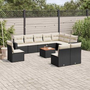 Conjunto de Sofás de Jardín en Blanco Crema y Negro - Product Image 1