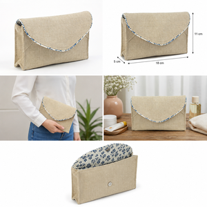 Pochette cosmétique personnalisée en jute naturel avec rabat, impression intérieure, écologique, réutilisable, sac de voyage pour articles de toilette, vente en gros OEM ODM - Product Image 3