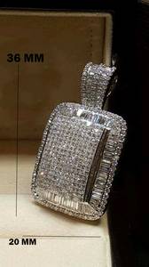 Pendentif Dvars en moissanite baguette sertie de diamants, en argent sterling 925, style hip-hop - Product Image 3