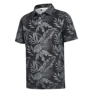 Chemises de golf pour hommes à manches courtes, respirantes, style hawaïen tropical, polos de performance pour hommes, coupe ajustée - Product Image 1