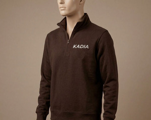 Sweat-shirt à manches longues uni marron 1/4 zip, haute qualité, vêtements de sport décontractés pour hommes, broderie personnalisée du logo, pull-over. - Product Image 3