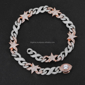Collar de Cadena de Cuerda Personalizado de Plata de Ley 925 con Baño de Rodio y Diamantes VVS de 20K LG Certificados, un Regalo Moderno para Hombre - Product Image 2