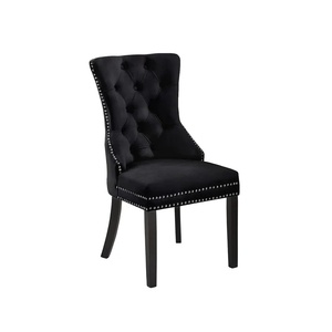 Chaise de salle à manger Serana en bois de mahogany massif de haute qualité, couleur noire, pour utilisation en salle à manger - Product Image 1