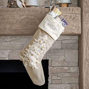 Chaussettes de Noël en coton brodé avec motif renne, sapin et flocon de neige, décoration de fête douce et élégante - Product Image 4