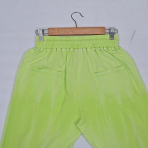 Neon Green Unisex Harem Pants Casual <b>Elastic</b> Waist Loose Fit Full Length Solid Color Knitted Cargo Pants Pockets Autumn <b>Lace</b> - Product Image 2