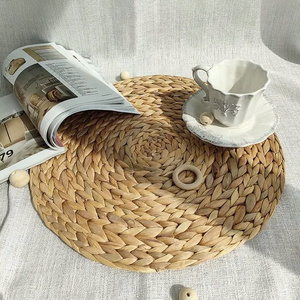 Tapis tissé naturel en fibre de jacinthe d'eau, écologique, classique, antidérapant, résistant à la chaleur, décoration de table pour fête, 30/33/35/38 cm - Product Image 3
