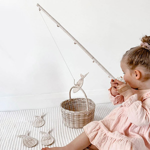 Juguetes de desarrollo al precio más bajo, juego de pesca de ratán natural, juguete ecológico de juego de roles - Product Image 5