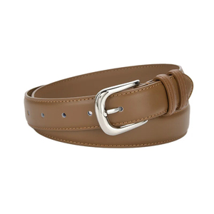 Cinturón de Cuero Vacuno Marrón Genuino de Alta Calidad para Mujer con Hebilla Rectangular Plateada, Estilo Casual - Product Image 5