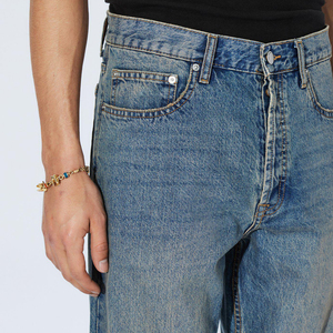 Jean Baggy en Denim Personnalisé pour Homme – Coupe Droite de Haute Qualité, Délavé, Décontracté, Confortable, Jambe Large, Coupe Ample, Pantalon Uni - Product Image 4