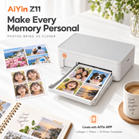 Printer Foto Warna Mini AiYin Z11 6 Inci 300 DPI Dye Sublimation Portabel dengan Baterai Terintegrasi untuk Smartphone