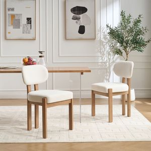 Set di 2 Sedie da Pranzo in Stile Moderno Rustico in Legno con Rivestimento in Tessuto per Sala da Pranzo e Cucina - Product Image 1