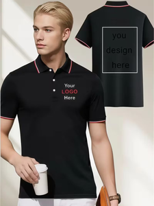 Men's Cotton Polo Shirt Short Sleeve Embroidered Logo Breathable Casual Knitted Solid Color Front Design - Product Image 1