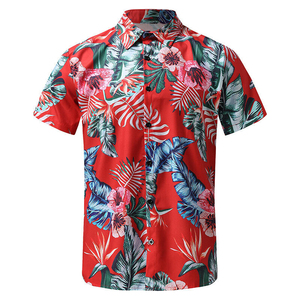 Men's Solid Summer Hawaiian Style Slim Fit Custom Satin Cotton Breathable <b>Half</b> Sleeve Turn-down Collar Eco-Friendly UV - Product Image 3
