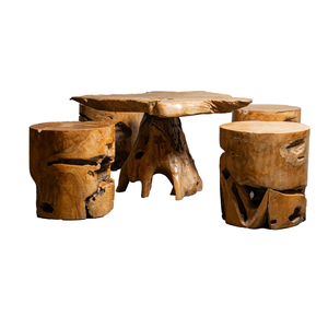 Table basse ARTERRA en bois naturel de teck rustique, artisanale, meubles de salon, non pliable - Product Image 1