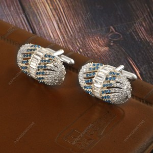 Boutons de manchette en laiton avec pierres AD, doré, accessoires de chemise formelle, cadeau de luxe pour marié, anniversaire de mariage, fête, ensemble de créateur pour homme - Product Image 2