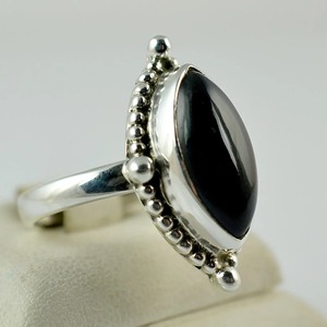 Black Onyx <b>Ring</b> 925 Sterling <b>Silver</b> Handmade Boho <b>Statement</b> Promise <b>Ring</b> for Women Natural Black Onyx Marquise July Birthstone - Product Image 5