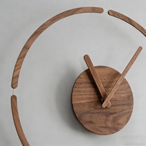 Horloge murale en bois minimaliste de haute qualité, ronde, analogique, à quartz, silencieuse, décoration de salon - Product Image 6