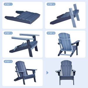 Set di 3 mobili da giardino pieghevoli Adirondack, include 2 sedie Adirondack in resina e tavolino laterale - Product Image 5