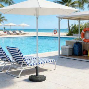 Base per Ombrellone da Giardino in Acciaio Inossidabile, Forma Quadrata, Raggio 3m, per Patio, Spiaggia, Hotel - Product Image 1