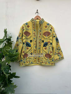 Waffle <b>Pattern</b> Wholesale Tnt Suzani Embroidered <b>Jacket</b> For Women's Handmade Indian Ethnic <b>Quilted</b> Full Sleeves Fashion Outerwear - Product Image 3