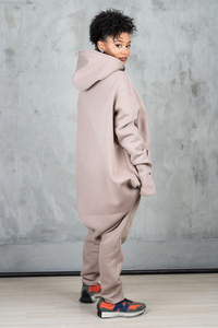 Custom Women Oversized Longline Hoodie Tracksuit Heavyweight Fleece Jogger Set Casual Winter Lounge Wear - Product Image 6