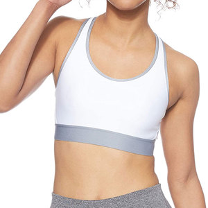 Sujetador Deportivo Blanco para Mujer, Cuello Redondo, 100% Algodón, con Ribete Gris, Absorbe la Humedad, Estampado de Letras, Logotipo de Equipo Personalizado, para Todas las Temporadas - Product Image 1