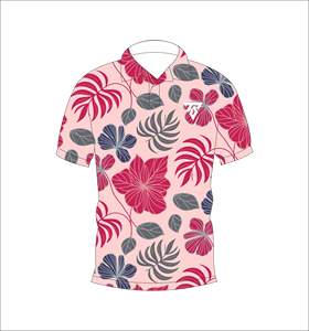 เสื้อโปโลผู้ชายสีชมพูลายดอกไม้เขตร้อนแขนสั้นลำลองฤดูร้อนเสื้อยืดกอล์ฟฮาวาย - Product Image 1