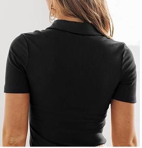 Polo T-shirt Slim Fit à Manches Courtes pour Tenues de Sport et Vêtements d'Extérieur Actifs, Coupe Classique, Couleur Noire Personnalisée, Style Streetwear - Product Image 4