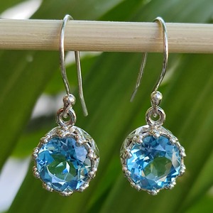Pendientes redondos de topacio azul, plata de ley 925, joyería hecha a mano, regalo para mujer, pendientes hechos a mano, piedra de nacimiento de diciembre - Product Image 2