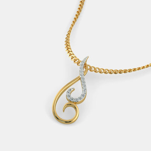Yellow Gold Abstract Swirl Lab Grown Diamond Pendant Necklace - Product Image 3