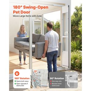 Adjustable Height Dog Door for <b>Sliding</b> Glass 75 7/8" to 80 11/16" Aluminum Alloy Frame Flap Lock Design <b>Large</b> for Larger Dogs - Product Image 3