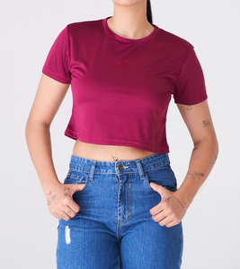 Top Corto de Alta Calidad para Mujer, Corte Ajustado, Manga Corta, Cuello Redondo, Ropa Deportiva Informal, Venta al Por Mayor - Product Image 1