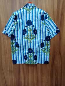 Women's Blue Striped Floral Print Cotton <b>Pajama</b> Set Short Sleeve Turn-Down Collar Elastic Waist Summer Casual Sleepwear - Product Image 6