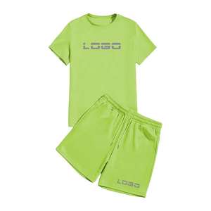 Conjunto de Verano para Hombre, Estilo Casual, Camiseta y Pantalones Cortos, 100% Algodón, Tejido Floral, Transpirable, Servicio OEM - Product Image 2