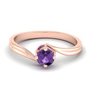 Anillos de Oro Amarillo de 14K con Amatista de Corte Redondo de 0.5 Quilates, Precio al por Mayor REYES, Anillos de Piedra Única para Mujer, Joyería de Piedra de Nacimiento - Product Image 6