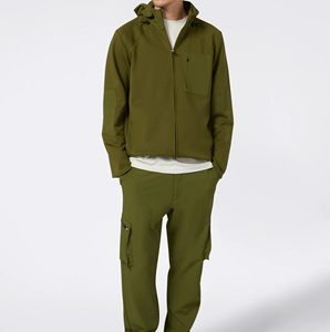 Sweat à capuche zippé de haute qualité, épais, à épaules tombantes, en jersey tricoté écologique polyester/coton, avec poche latérale pour homme - Product Image 5