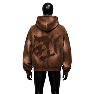 Sudadera de Felpa Francesa Extra Grande para Hombre, Color Marrón de Lujo, con Pedrería, Bordada, Estilo Urbano Invernal - Product Image 2