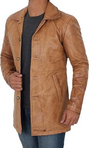Chaquetas Largas de Cuero Genuino Elegantes a Precios de Mayoreo de Alta Calidad, Abrigos de Cuero Personalizados OEM para Hombre 2026 - Product Image 6
