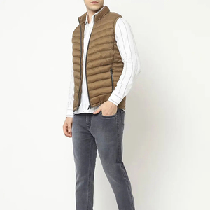 2026 Latest Wholesale High Quality Custom Made Men's Casual Windproof Waterproof <b>Canvas</b> Puffer Vest Winter Sleeveless Zipper - Product Image 2
