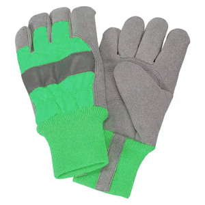 Cowhide Split Leather Industrial Safety <b>Gloves</b> with <b>Knit</b> Wrist Cuff Canadian Rigger Construction Design for Hand Arm Protection - Product Image 3