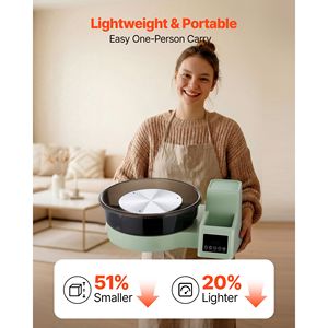 Tornio da Tavolo Elettrico 450W 14''/11'' per Ceramica, Regolabile 30-300 RPM, con Pedale per Adulti, per Ceramica e Smaltatura - Product Image 3