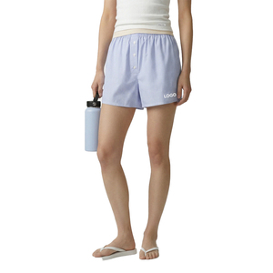 Shorts de sport pour femmes SRC personnalisés OEM, en coton popeline premium, rayés, style moto et motard, avec ceinture élastique - Product Image 1