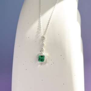 Collier émeraude en argent sterling 925, 0,93 ct, émeraude véritable, or blanc, bijoux vintage, cadeaux d'anniversaire pour elle - Product Image 5