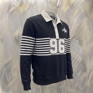 Maillot de baseball rayé à manches longues Snowgrace avec logo brodé, col rabattu, coupe classique, vêtements pour hommes - Product Image 2