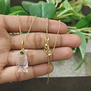 Colgante de Pez de Labradorita, Jade, Cristal de Cuarzo y Circonita Cúbica, Chapado en Oro de 18K sobre Latón, Collar Único, Moderno y Minimalista para Fiesta, Regalo para Ella - Product Image 6