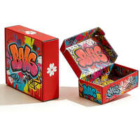 Boîte cadeau portable en carton ondulé style graffiti, recyclable, avec pelliculage mat, logo imprimé personnalisé, boîte en papier artistique colorée