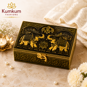 Boîte Cadeau Décorative Élégante Royal Elephant, Boîte de Rangement Traditionnelle Indienne pour Fruits Secs, Décoration d'Intérieur, Cadeau de Retour pour Mariage et Fêtes - Product Image 2