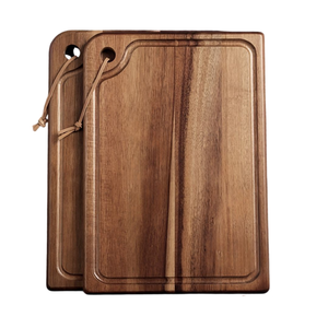 Tabla de cortar grande de madera rectangular con mango, patrón de grano natural, para preparación de alimentos - Product Image 6