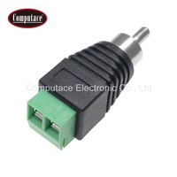 Adaptateur de prise RCA en laiton nickelé, 5A 12V, pour câble PVC rectangulaire mâle noir/vert 26-14AWG, personnalisable en gros